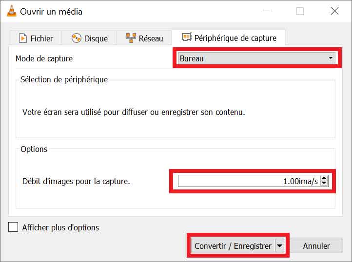 VLC Enregistrer le bureau