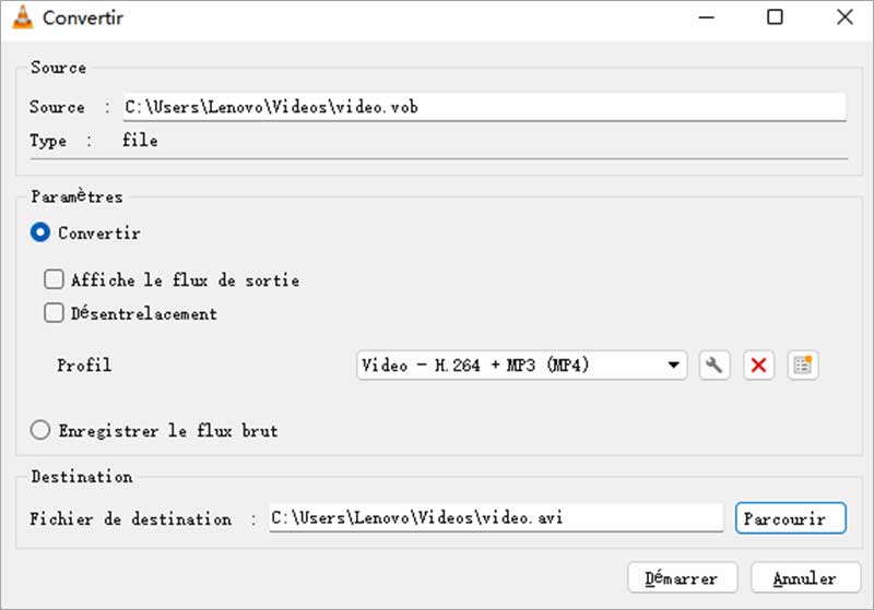 Convertir VOB en AVI sur VLC