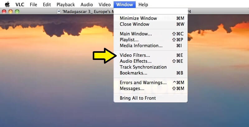 Options de filtre dans VLC sur Mac