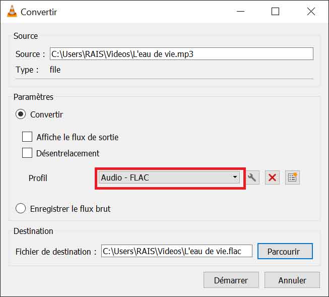 Convertir MP3 en FLAC avec VLC