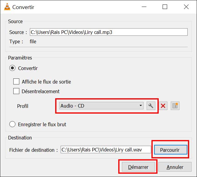 Convertir MP3 en WAV avec VLC