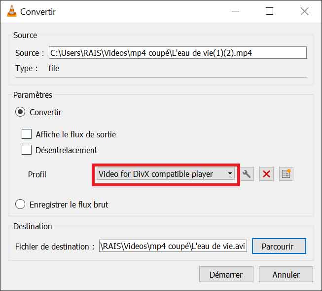 Convertir MP4 en DivX avec VLC