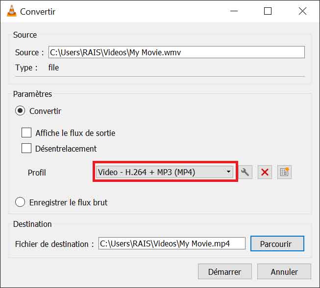 Convertir WMV en MP4 avec VLC