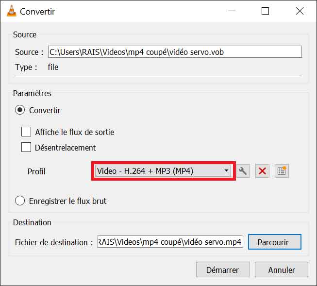Convertir VOB en MP4 avec VLC
