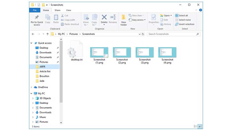 Dossier de captures d'écran Windows