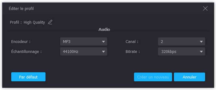 Ajuster les paramètres audio MP3