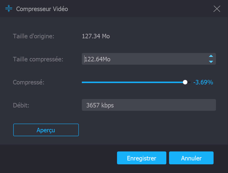 La fenêtre Compresseur vidéo