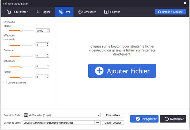 Ajouter un fichier vidéo dans l'interface d'Effet