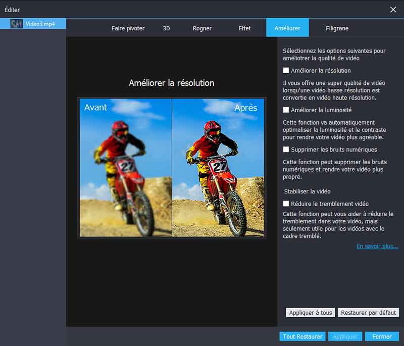 Améliorez la vidéo