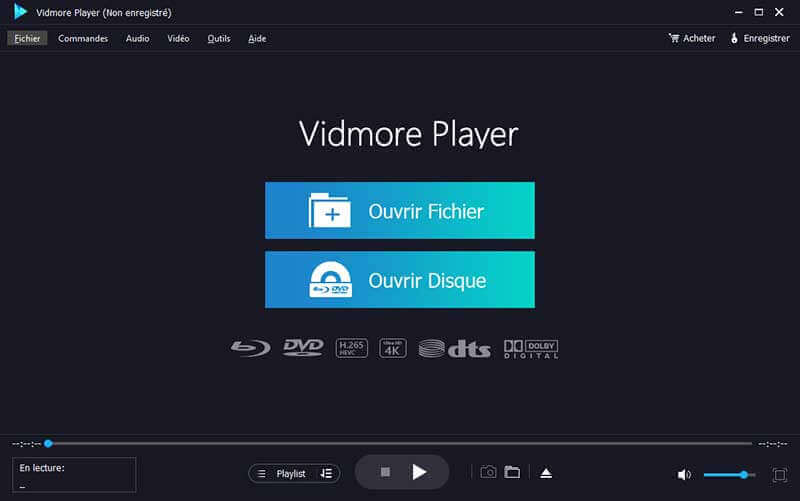 L'interface de Vidmore Player